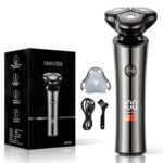 Digital display three heads electric shaver. Whole body washing