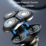 Digital display three heads electric shaver. Whole body washing