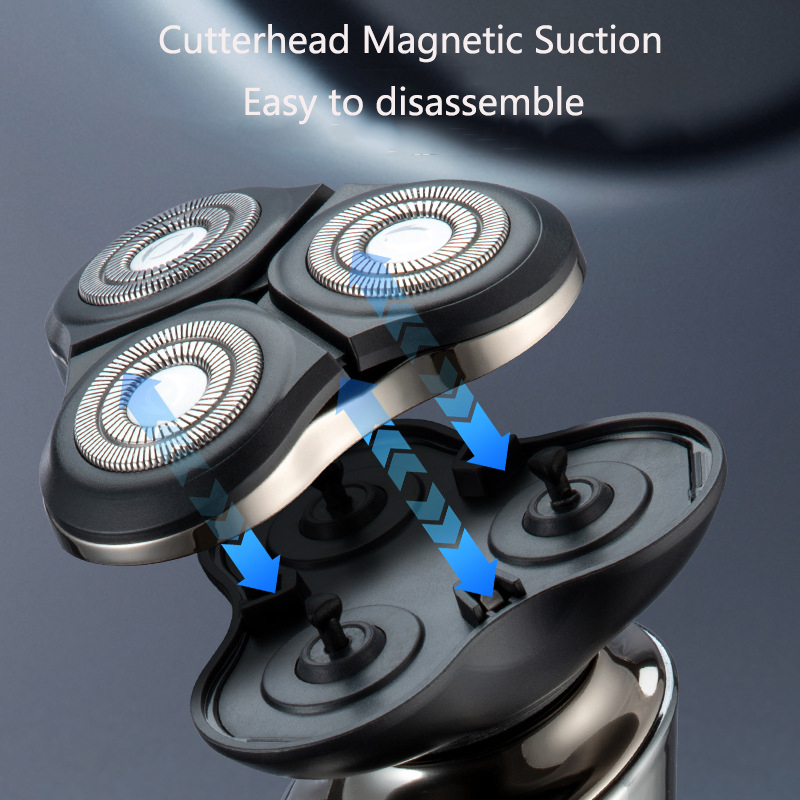 Digital display three heads electric shaver. Whole body washing