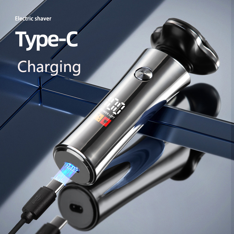 Digital display three heads electric shaver. Whole body washing