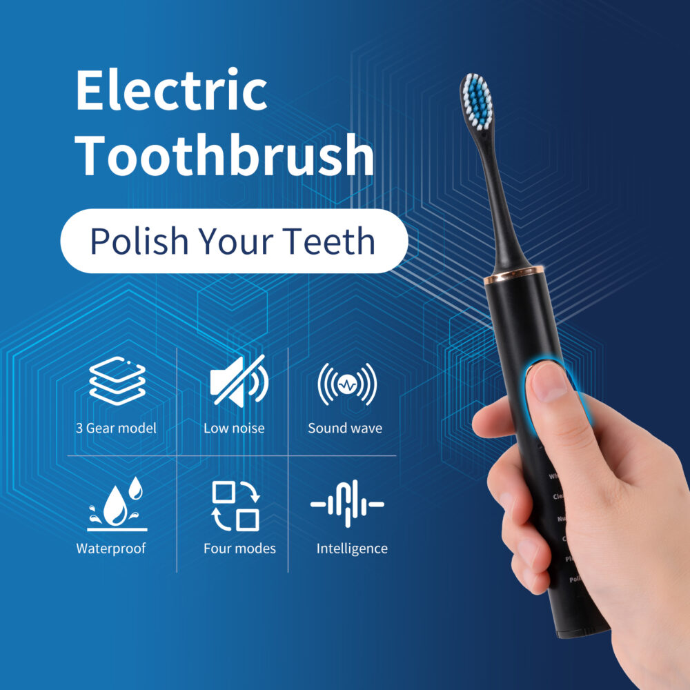 Waterproof sonic soft bristled rechargeable electric toothbrush