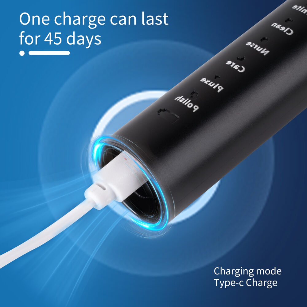 Waterproof sonic soft bristled rechargeable electric toothbrush