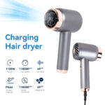 Rechargeable hair dryer, household high-speed negative ion wireless hair dryer