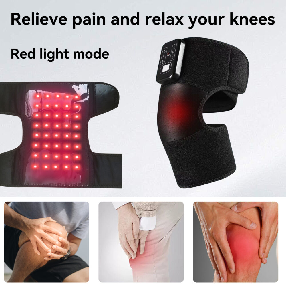 Wireless Knee Massager with Heat & Vibration, Adjustable Knee Brace for Knee Pain Relief