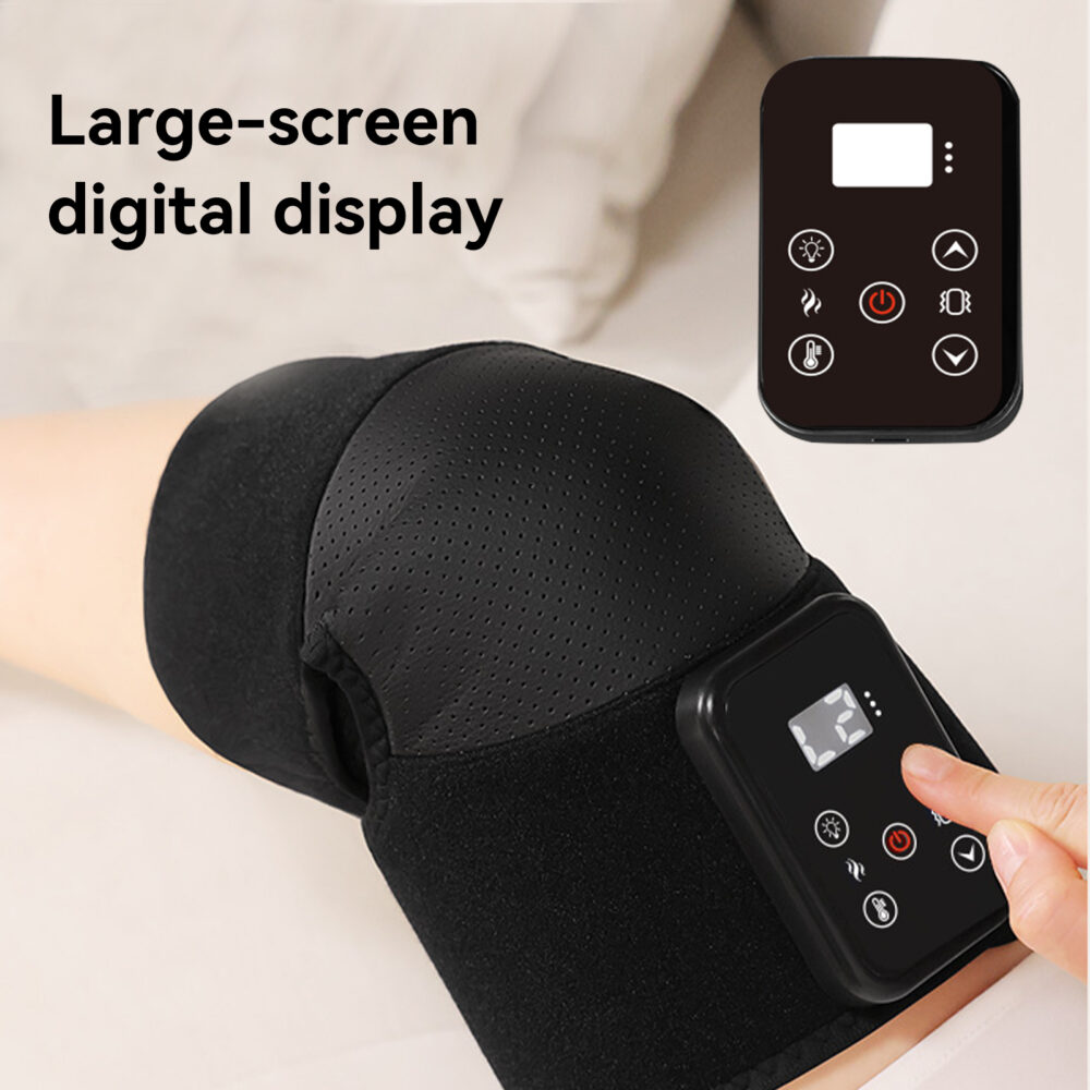 Wireless Knee Massager with Heat & Vibration, Adjustable Knee Brace for Knee Pain Relief